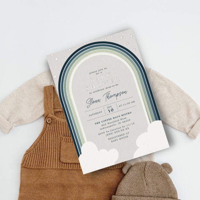 Rainbow Baby Shower Blue Green Boy Silver  (Creator Uploaded)