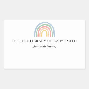 Rainbow Baby Shower Bookplate Sticker