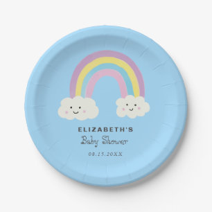 Rainbow Baby Shower Boy Cute Pastel Whimsical Paper Plate