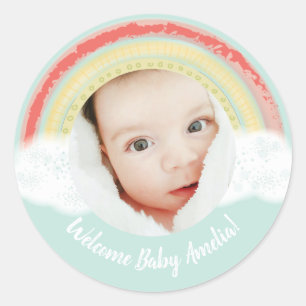 Rainbow Baby Shower Classic Round Sticker