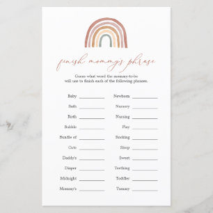 Rainbow Baby Shower Finish Mommy's Phrase Game