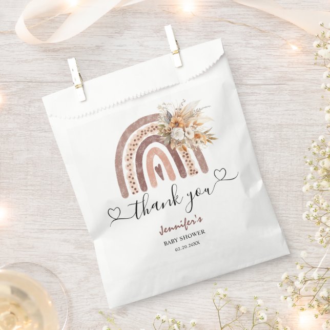 Rainbow Baby Shower Gender Neutral Boho Favour Bag (Clipped)