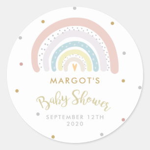 Rainbow Baby Shower Gender Neutral Classic Round Sticker