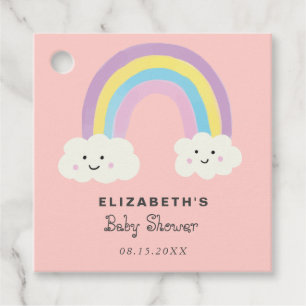 Rainbow Baby Shower Girl Cute Pastel Soft Colours Favour Tags
