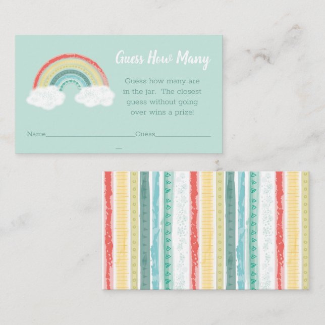 Rainbow Baby Shower Guessing Game Enclosure Card (Front/Back)