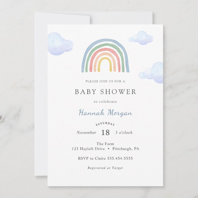 Rainbow Baby Shower invitation (Front)