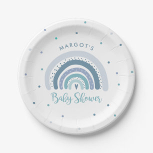 Rainbow Baby Shower Muted Pastel Rainbow Paper Plate