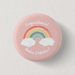 Rainbow Baby Shower Pink 1 Inch Round Button