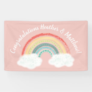Rainbow Baby Shower Pink Banner