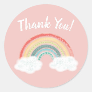 Rainbow Baby Shower Pink Classic Round Sticker