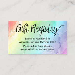 Rainbow Baby Shower Registry Shower Insert Card