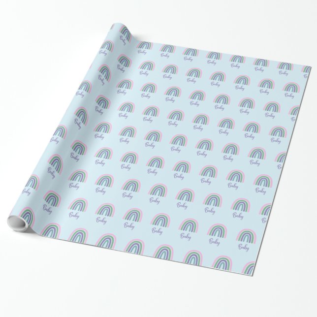 Rainbow Baby Shower Wrapping Paper (Unrolled)