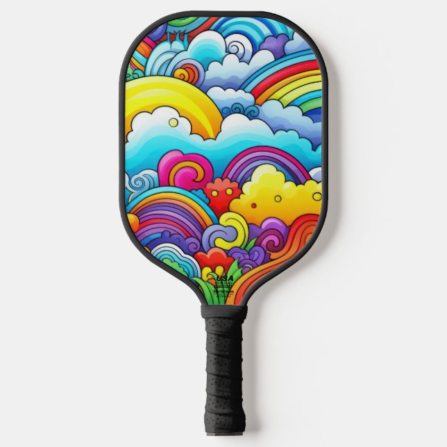 Rainbow backgrounds pickleball paddle (Front)