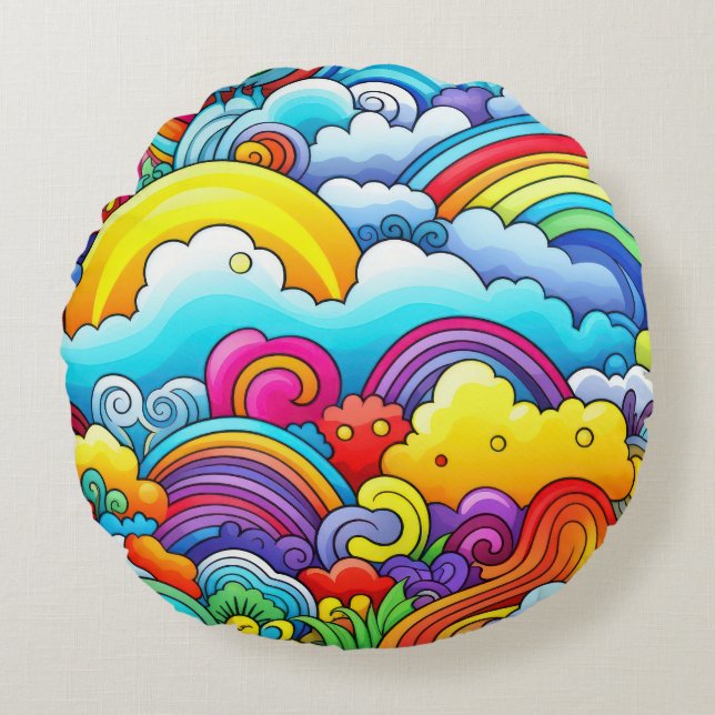 Rainbow backgrounds round pillow (Front)