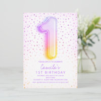 Rainbow Balloon Letter Number One 1st Birthday