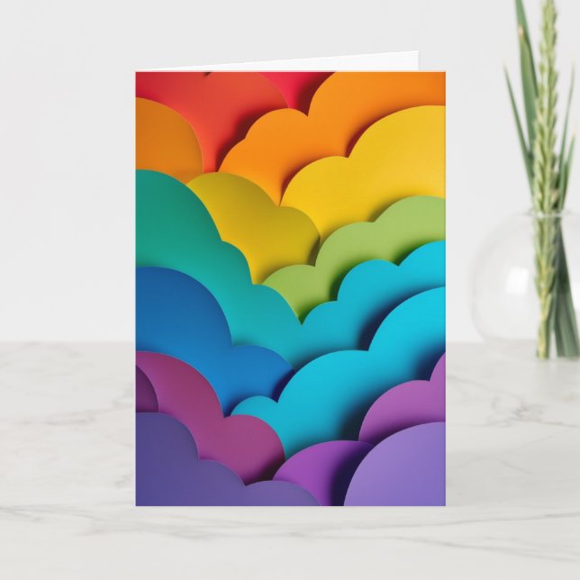 Rainbow Balloon Paper Collage Card (Front)