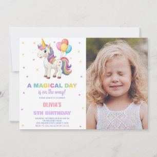 Rainbow Balloon Unicorn Anniversaire Invitations p