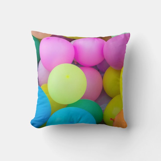 Rainbow Balloons Throw Pillow (Front)
