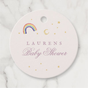 Rainbow Balloons Unicorn Pink Baby Shower Girl Favour Tags