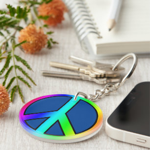 Rainbow Ban the Bomb CND Graphic Keychain