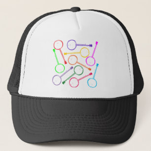 rainbow banjo trucker hat