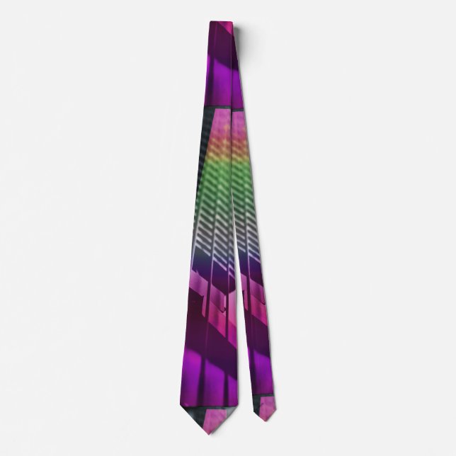 Rainbow Bass Guitar Musicians Neck Tie (Front)