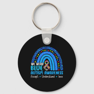 Rainbow Be Kind Trendy Tee We Wear Blue For Autism Keychain