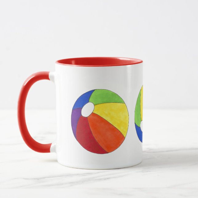 Rainbow Beach Ball Beachball Vacation Ocean Summer Mug (Left)