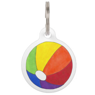 Rainbow Beach Ball LGBT Summer Pride Dog Pet Tag