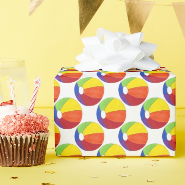 Rainbow Beach Ball Summer Fun Beachball Seashore Wrapping Paper (Birthday Party)