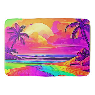 Rainbow Beach: Cartoon Fun Bath Mat