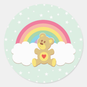 Rainbow Bear Classic Round Sticker