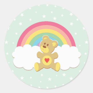 Rainbow Bear Classic Round Sticker