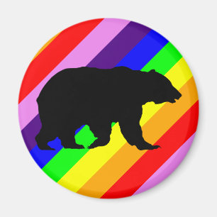 Rainbow Bear Grizzly Silhouette Colourful Pride Magnet