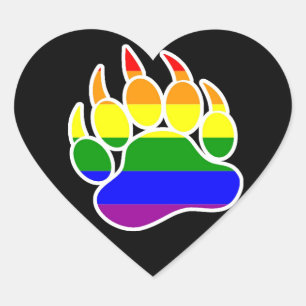 Rainbow Bear Paw Heart shape - Sticker