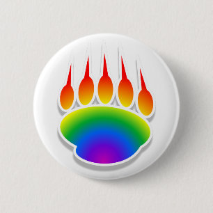 Rainbow Bear Paw Print 2 Inch Round Button