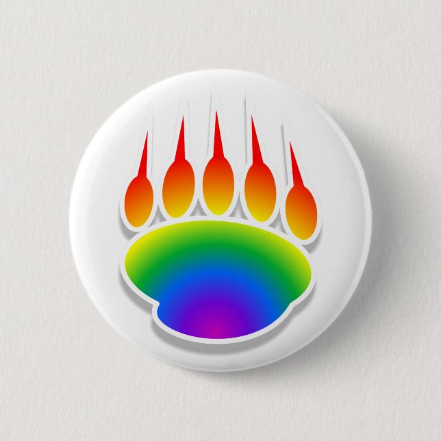 Rainbow Bear Paw Print 2 Inch Round Button (Front)