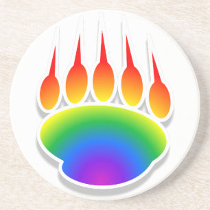 Rainbow Bear Paw Print Coaster