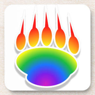 Rainbow Bear Paw Print Coaster