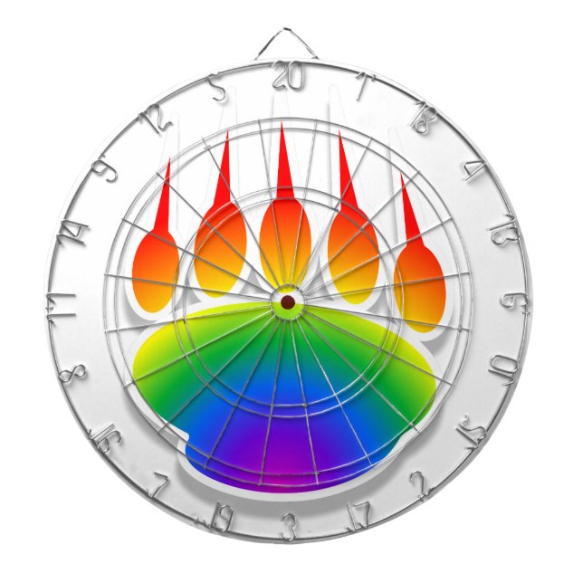 Rainbow Bear Paw Print Dartboard (Front)