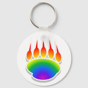 Rainbow Bear Paw Print Keychain
