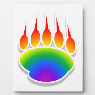 Rainbow Bear Paw Print Plaque