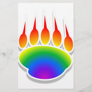 Rainbow Bear Paw Print Stationery