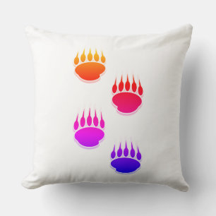 Rainbow Bear Paw Prints T-Shirt Throw Pillow