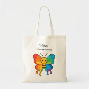 Rainbow Bee-Butterfly - Happy Anniversary Tote Bag