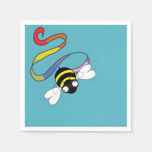 Rainbow Bee Cocktail Napkins (Front)
