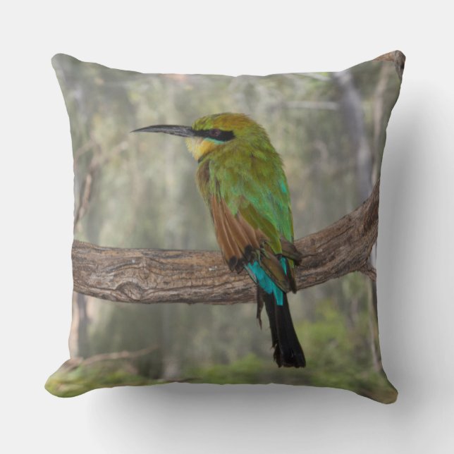 Rainbow bee-eater bird, Australia Throw Pillow (Front)