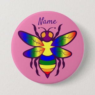 Rainbow Bee Thunder_Cove 3 Inch Round Button
