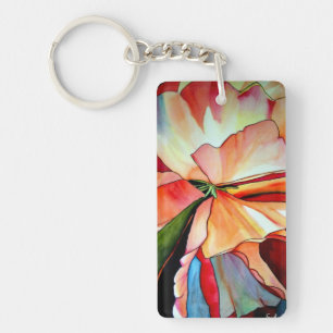 Rainbow Begonia flower original watercolour art Keychain