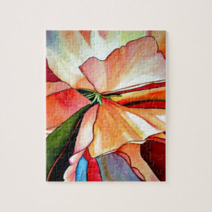 Rainbow Begonia flower watercolour original art Jigsaw Puzzle